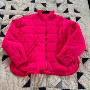 Free People Neon Pink Packable Puffer Coat Size Medium